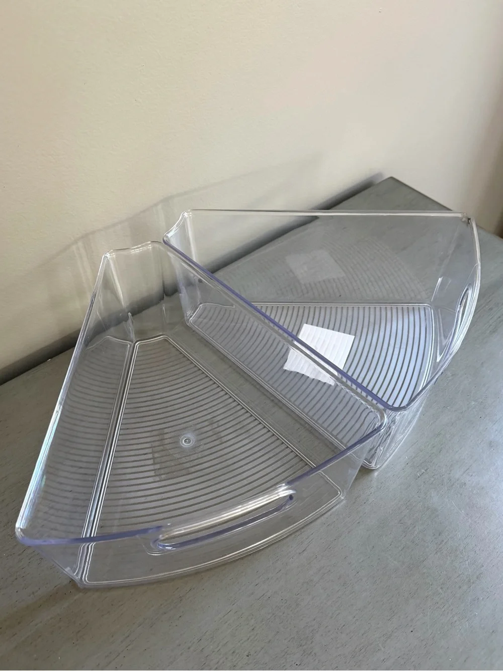 Lazy Susan Cabinet Organize Clear Corner Plastic Kitchen Storage Bins - Set of 2